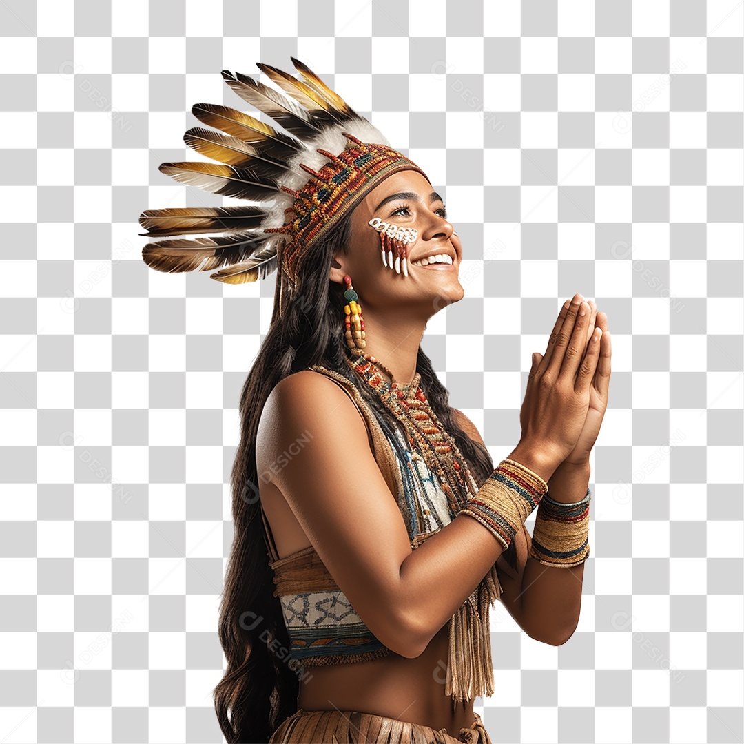 Mulher Indígena Aldeia PNG Transparente