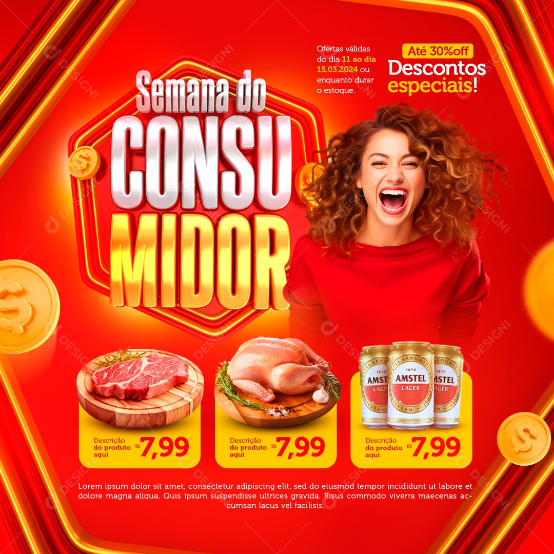 Feed Semana do Consumidor Desconto Especiais Social Media PSD Editável