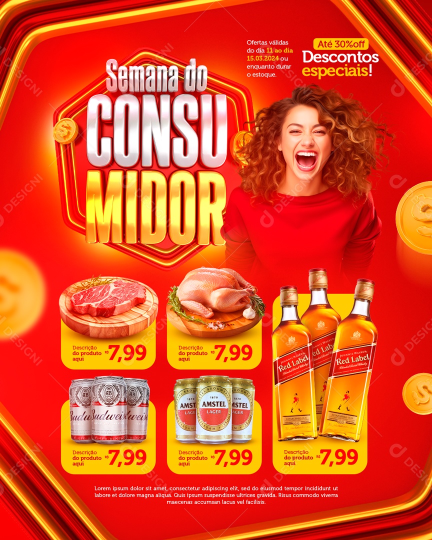 Semana do Consumidor Desconto Especiais Social Media PSD Editável