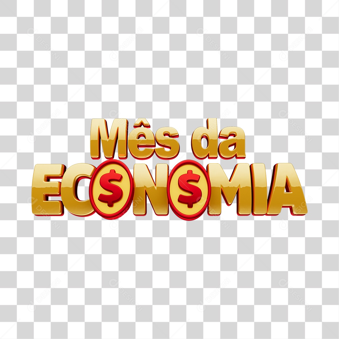 Mês da Economia Texto 3D PNG Transparente