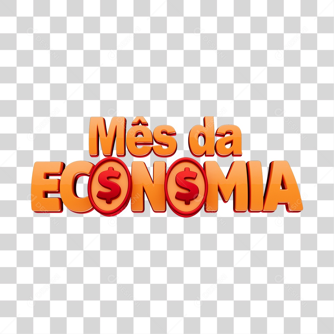 Mês da Economia Texto 3D PNG Transparente