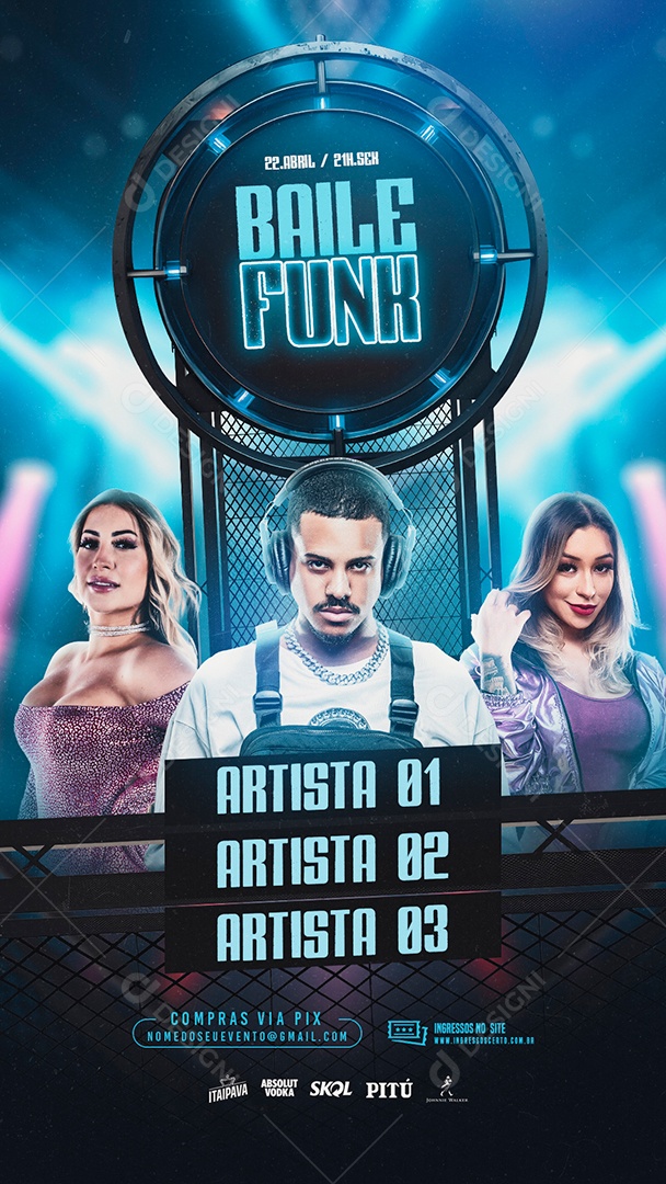 Story Flyer Baile Funk Artistas Social Media PSD Editável