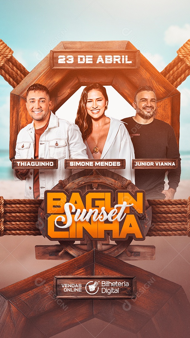 Story Flyer Baguncinha Sunset Thiaguinho Simone Mendes Junior Vianna Social Media PSD Editável