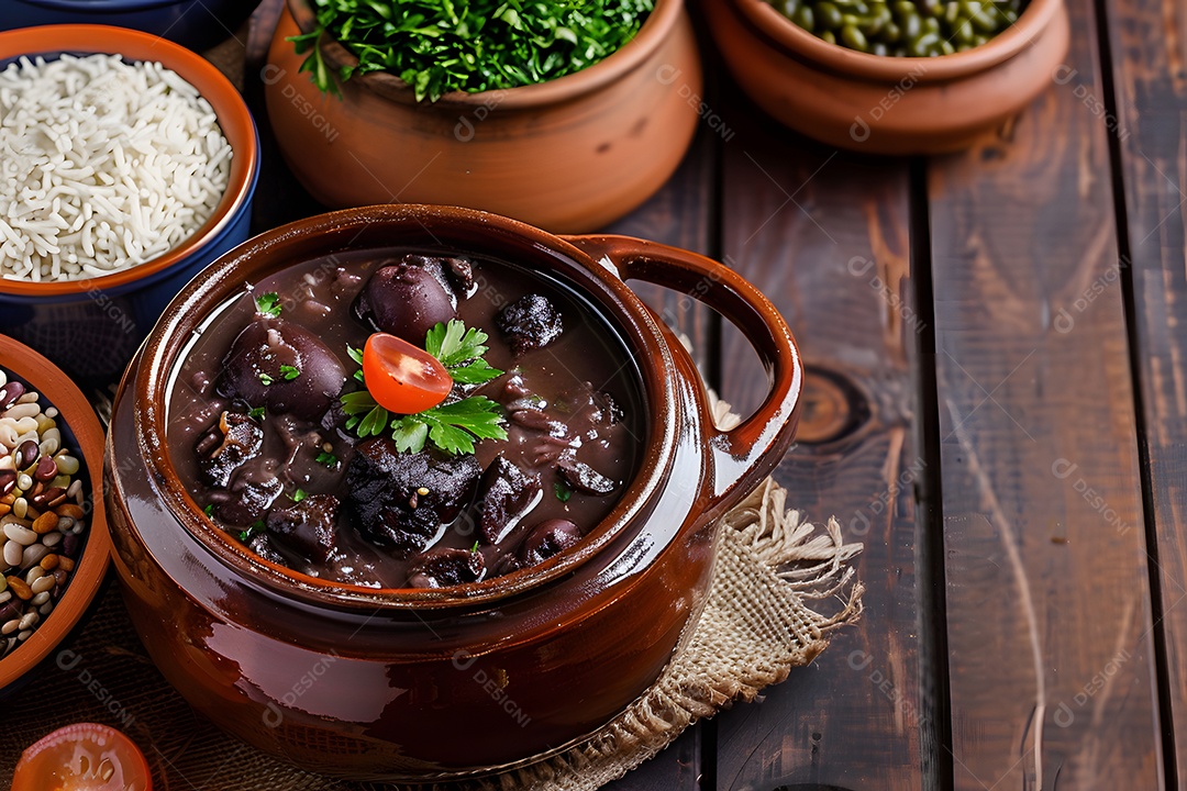 Feijoada deliciosa com guarnições