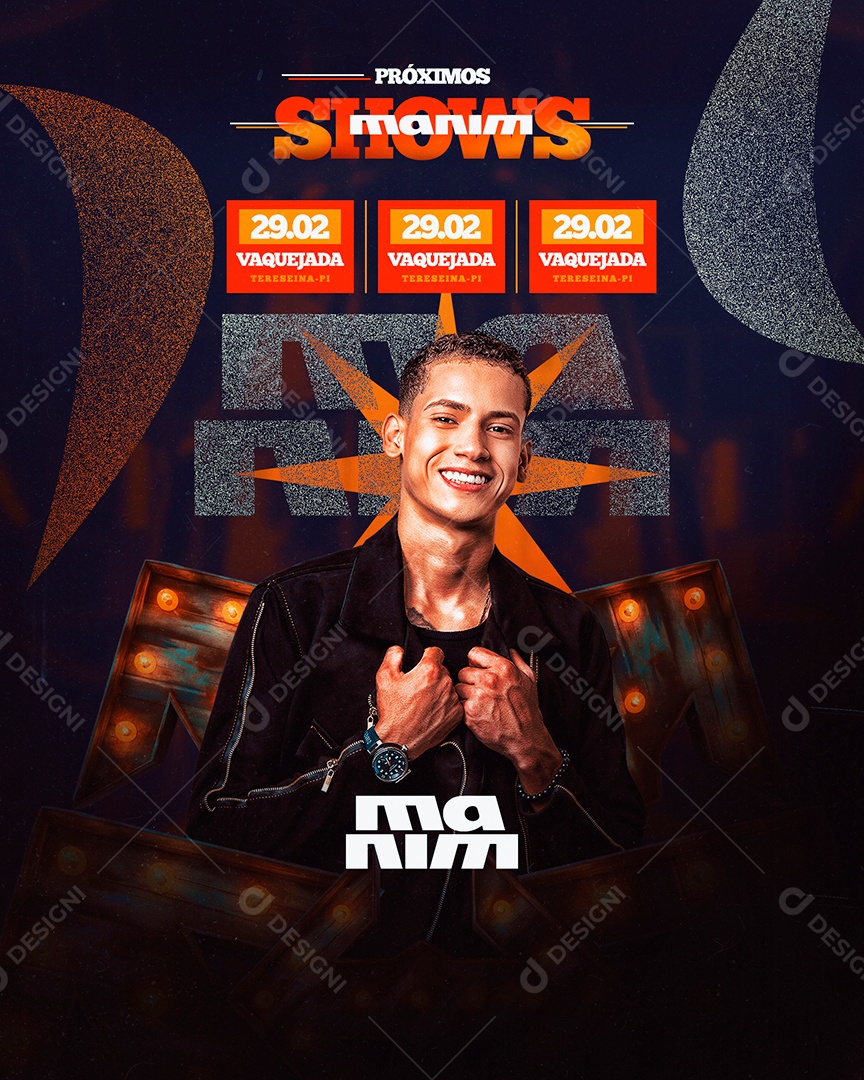 Flyer Próximos Shows Maninho Vaqueiro Social Media PSD Editável
