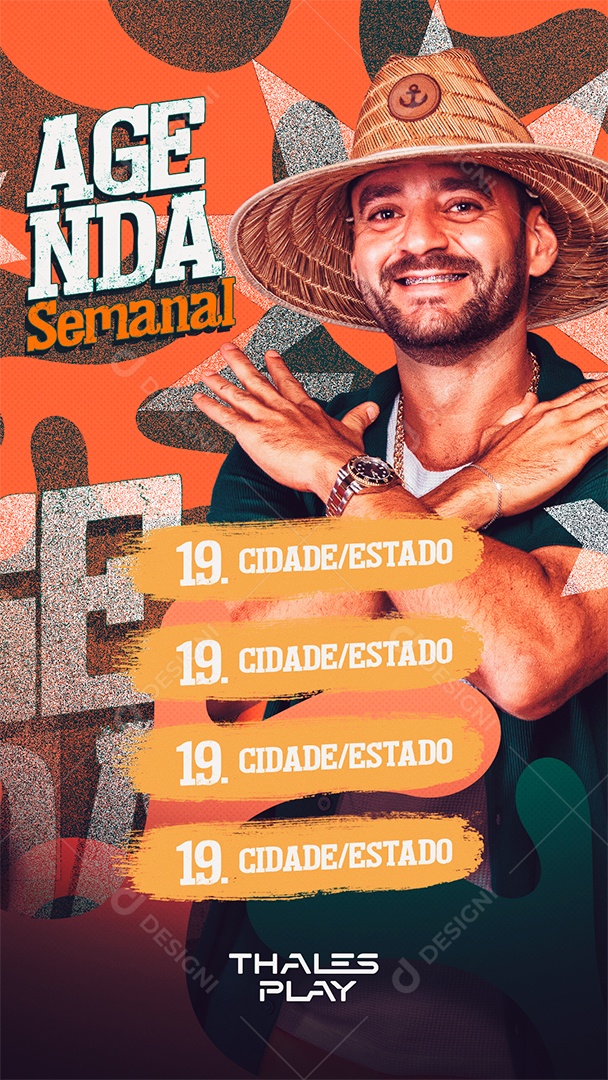 Story Flyer Thales Play Agenda Semanal Social Media PSD Editável