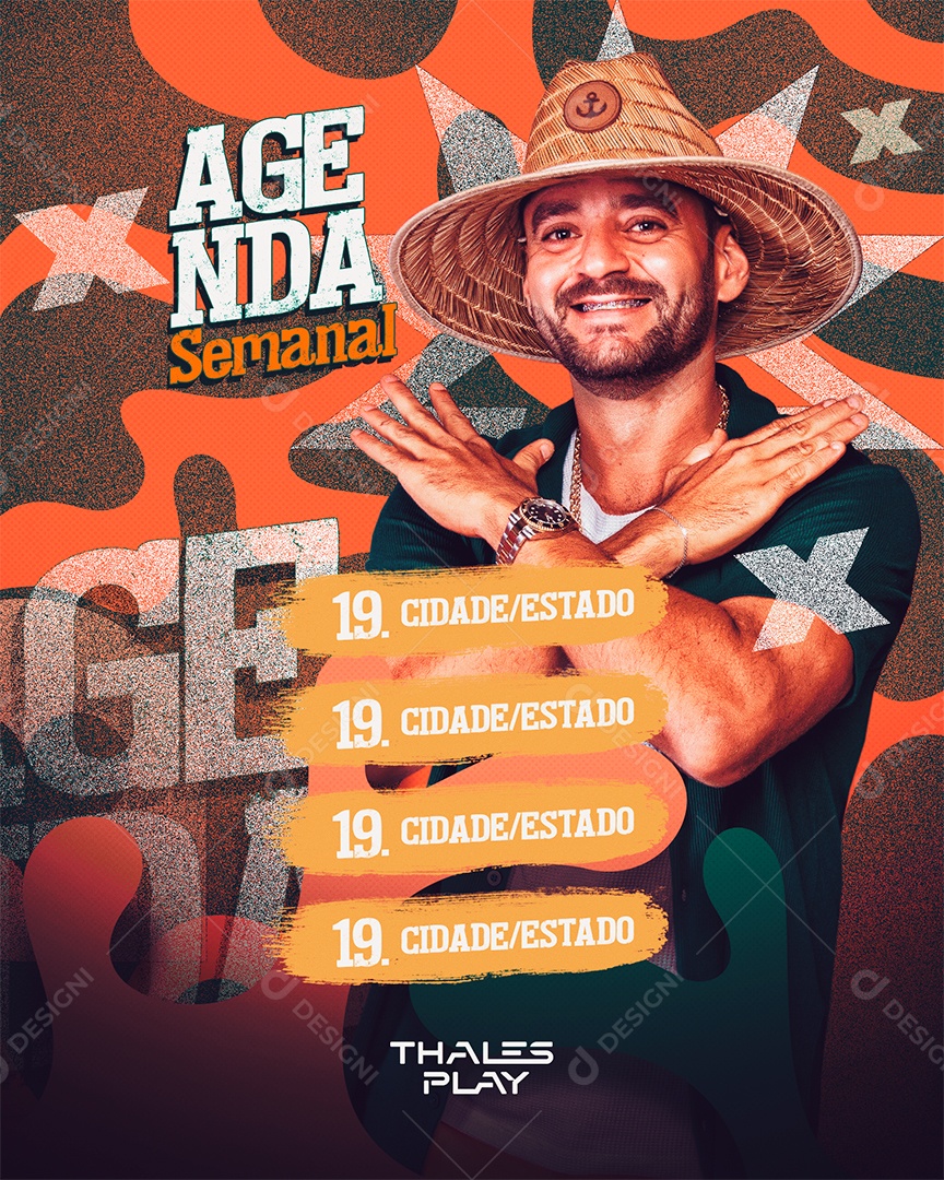 Flyer Thales Play Agenda Semanal Social Media PSD Editável