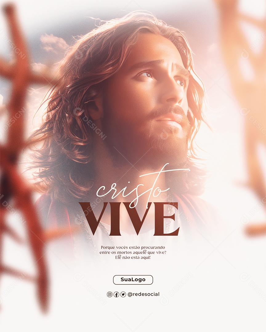 Páscoa Cristo vive Social Media PSD Editável