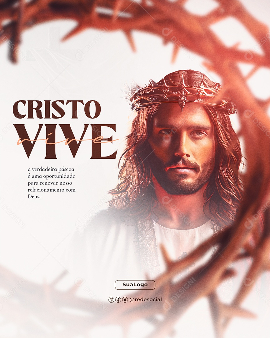 Cristo Vive a Verdadeira Páscoa Social Media PSD Editável