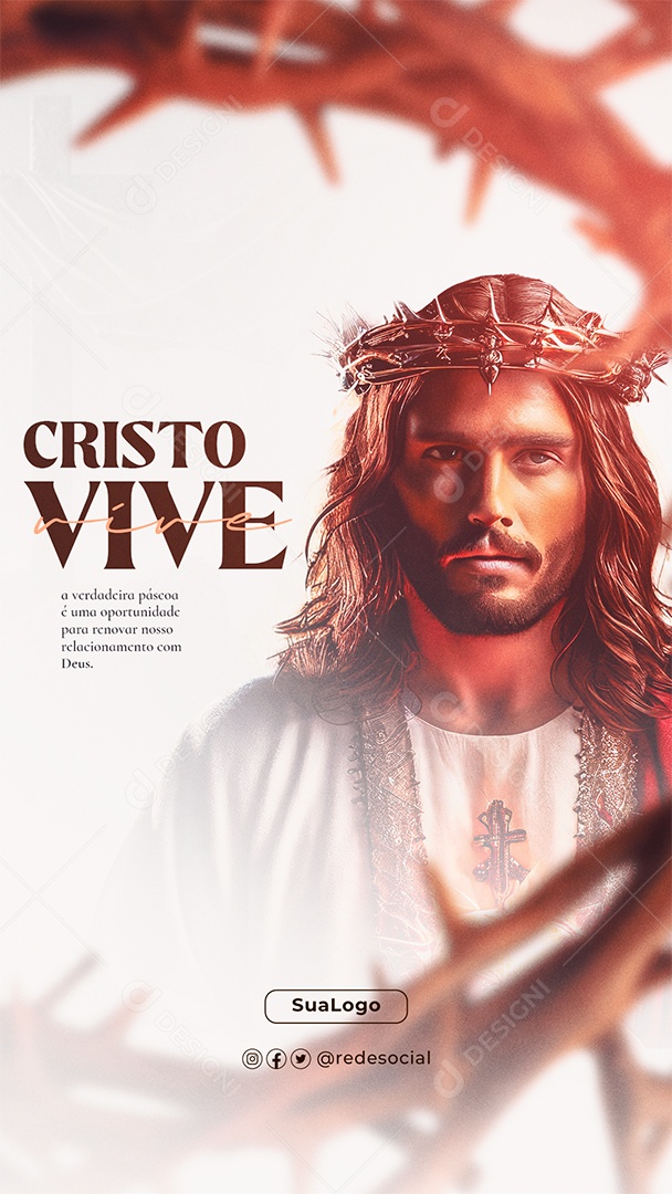 Story Cristo Vive a Verdadeira Páscoa Social Media PSD Editável