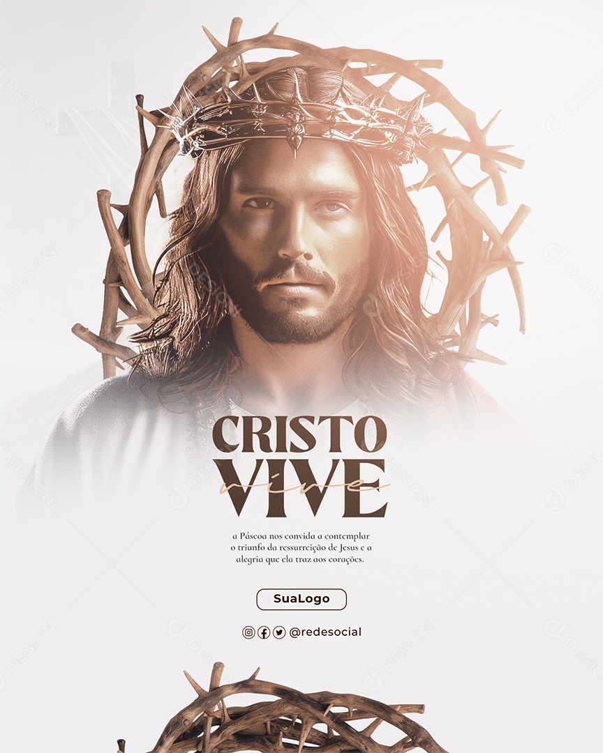 Páscoa Cristo Vive Triunfo da Ressureição de Jesus Social Media PSD Editável