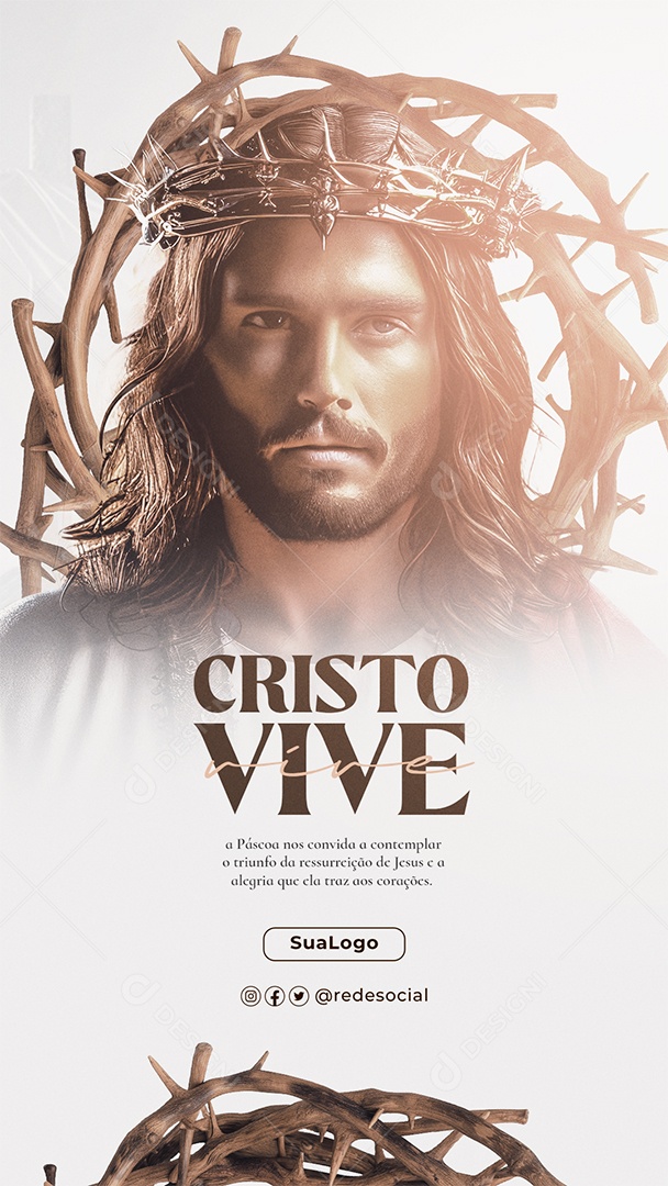 Story Páscoa Cristo Vive Triunfo da Ressureição de Jesus Social Media PSD Editável