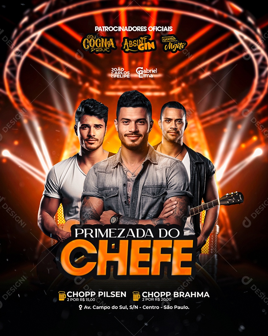 Flyer Primezada do Chefe Show Social Media PSD Editável