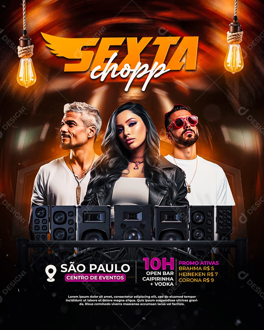 Flyer Sexta chopp Show Social Media PSD Editável