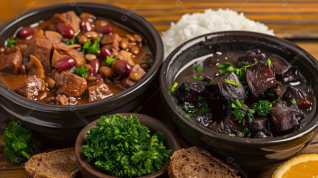 Feijoada com couves picados