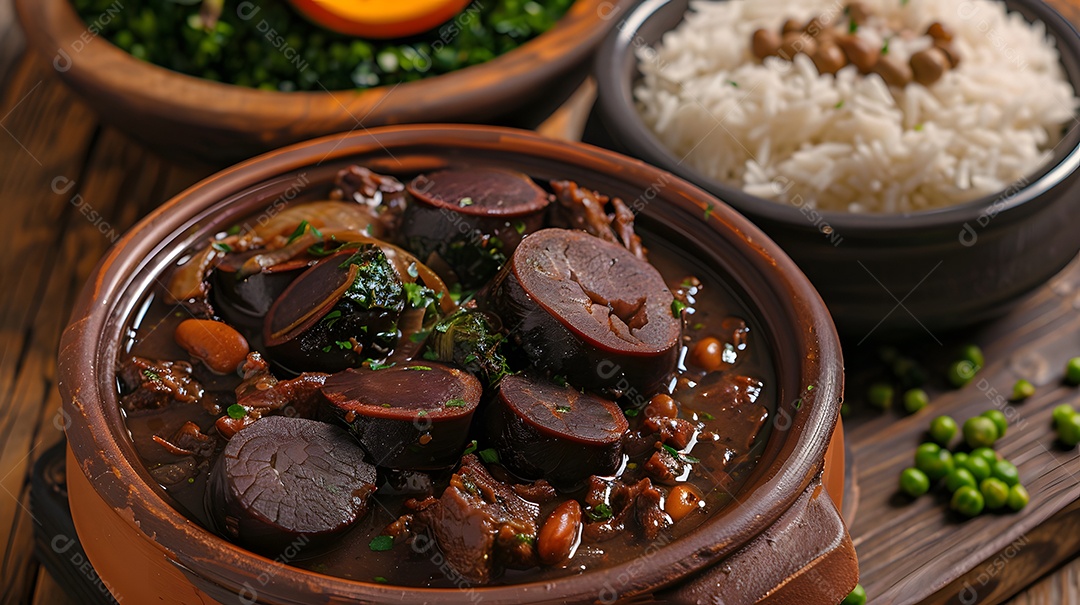 Molho de feijão com linguiça e arroz