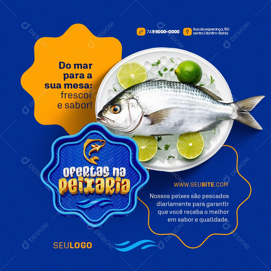 Ofertas na Peixaria Do mar para a sua Mesa Social Media PSD Editável