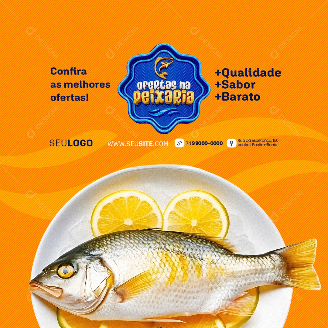 Ofertas na Peixaria Confira as Melhores Ofertas Social Media PSD Editável