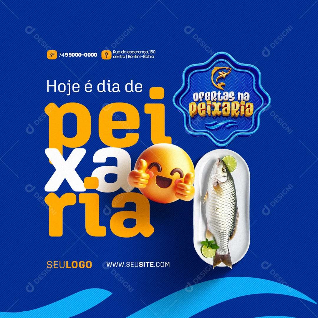 Ofertas na Peixaria Hoje é Dia de Peixaria Social Media PSD Editável