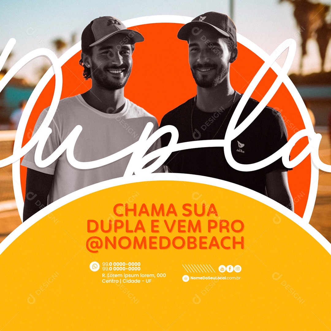 Beach Chama sua Dupla Social Media PSD Editável