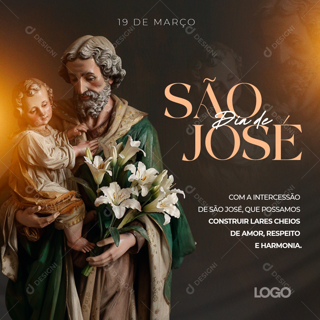 Dia de São José 19 de Março Social Media PSD Editável