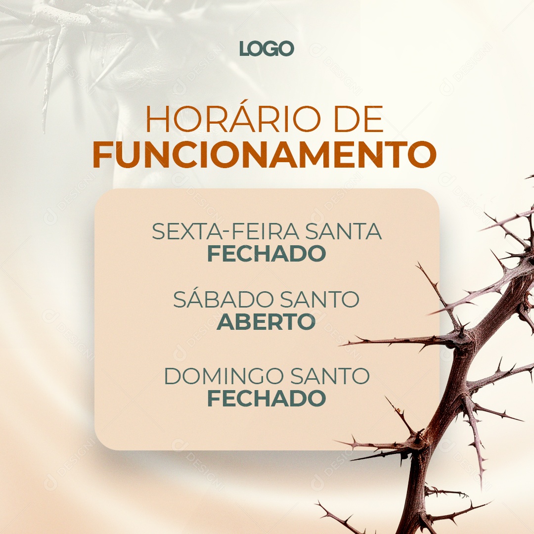 Páscoa Horário de Funcionamento Social Media PSD Editável