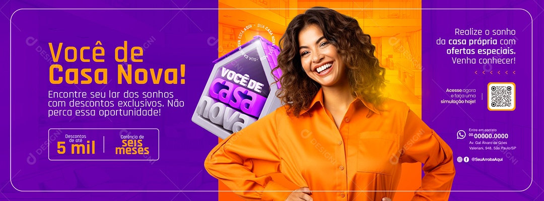 Banner Imobiliária Você de Casa Nova Encontre seu Lar Social Media PSD Editável