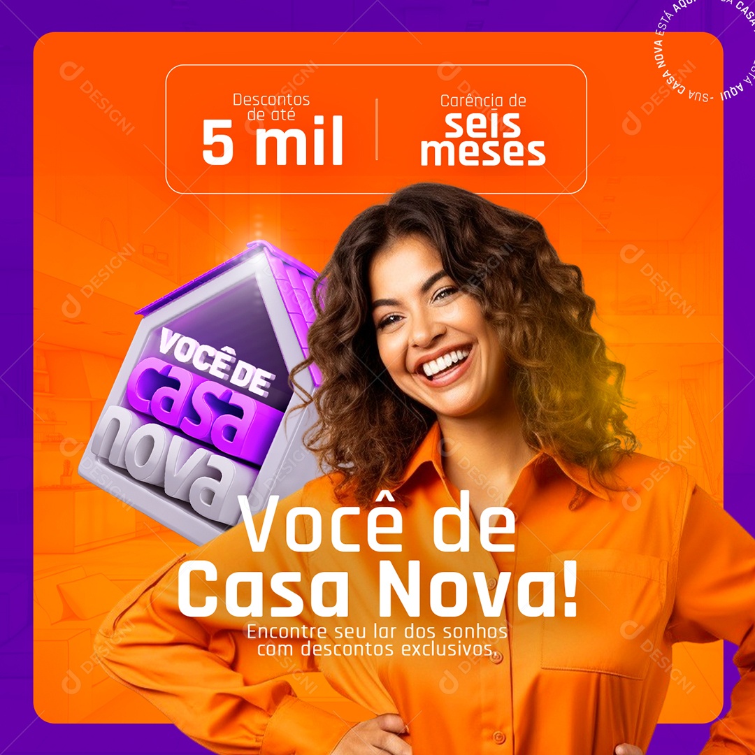 Imobiliária Você de Casa Nova Encontre seu Lar dos Sonhos Social Media PSD Editável