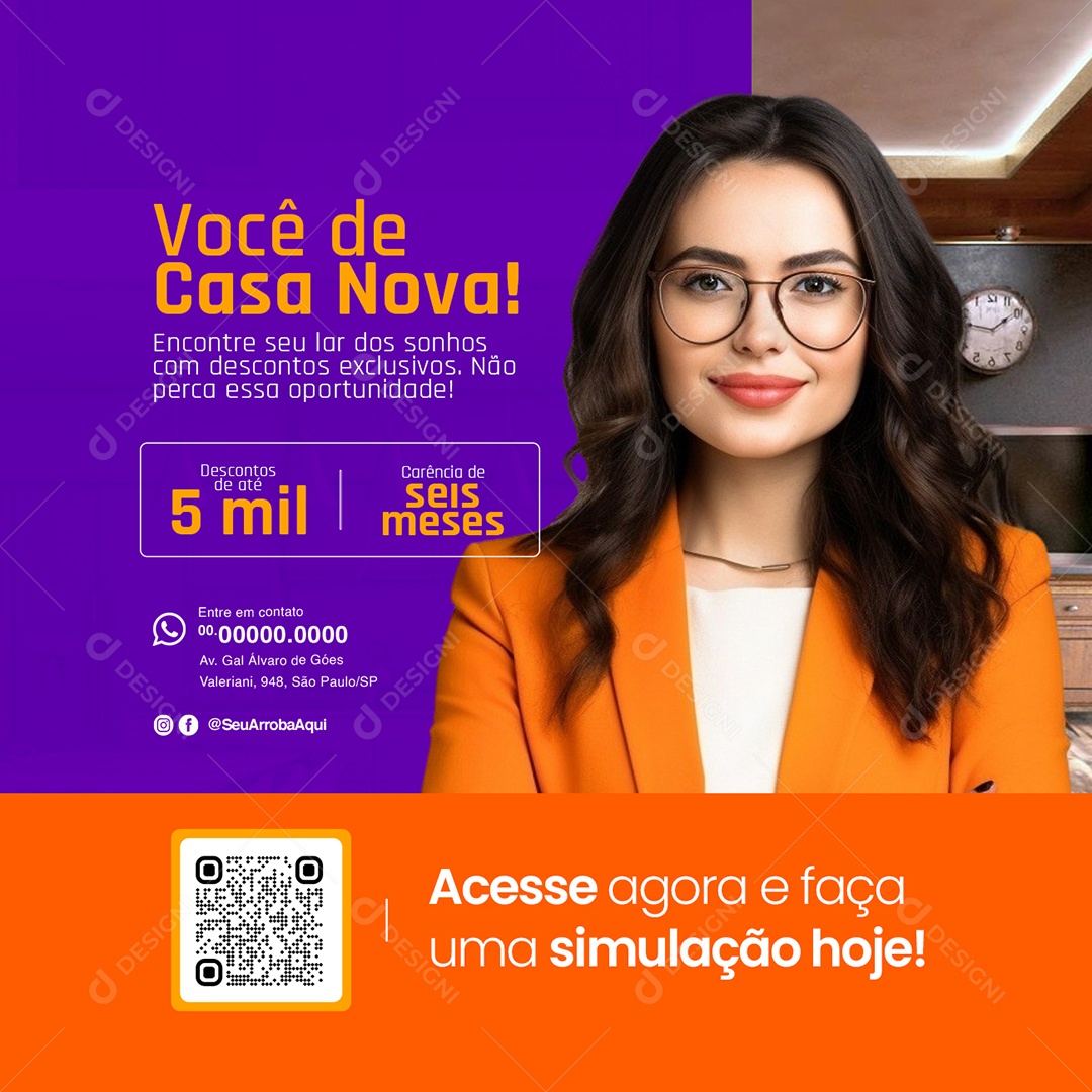 Social Media Imobiliária Você de Casa Nova Encontre seu Lar dos Sonhos PSD Editável