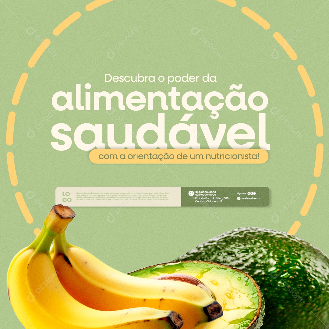 Nutricionista Descubra o Poder da Alimentação Saudável Social Media PSD Editável