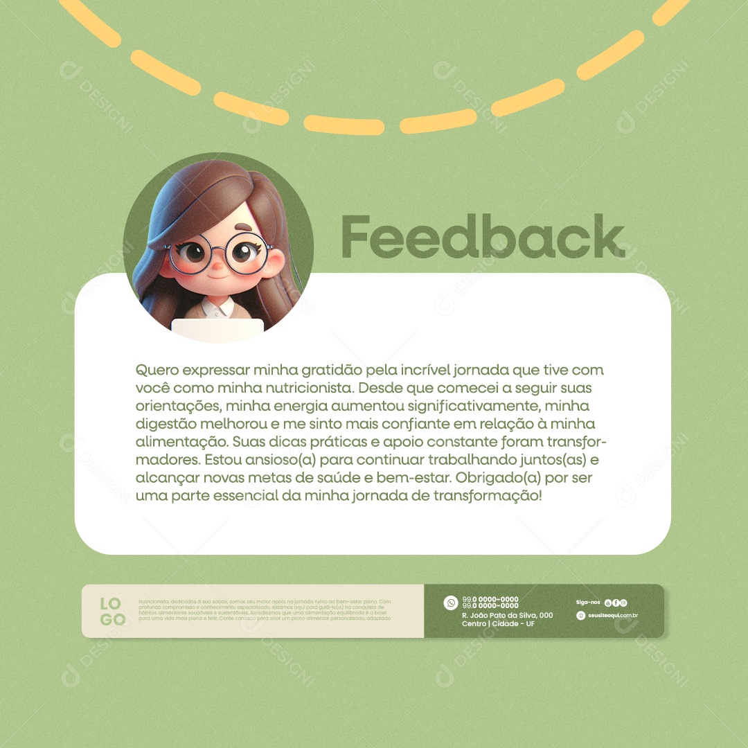 Nutricionista Feedback Social Media PSD Editável