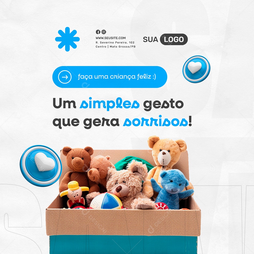 Campanha Beneficente um Simples Gesto que Gera Sorrisos Social Media PSD Editável