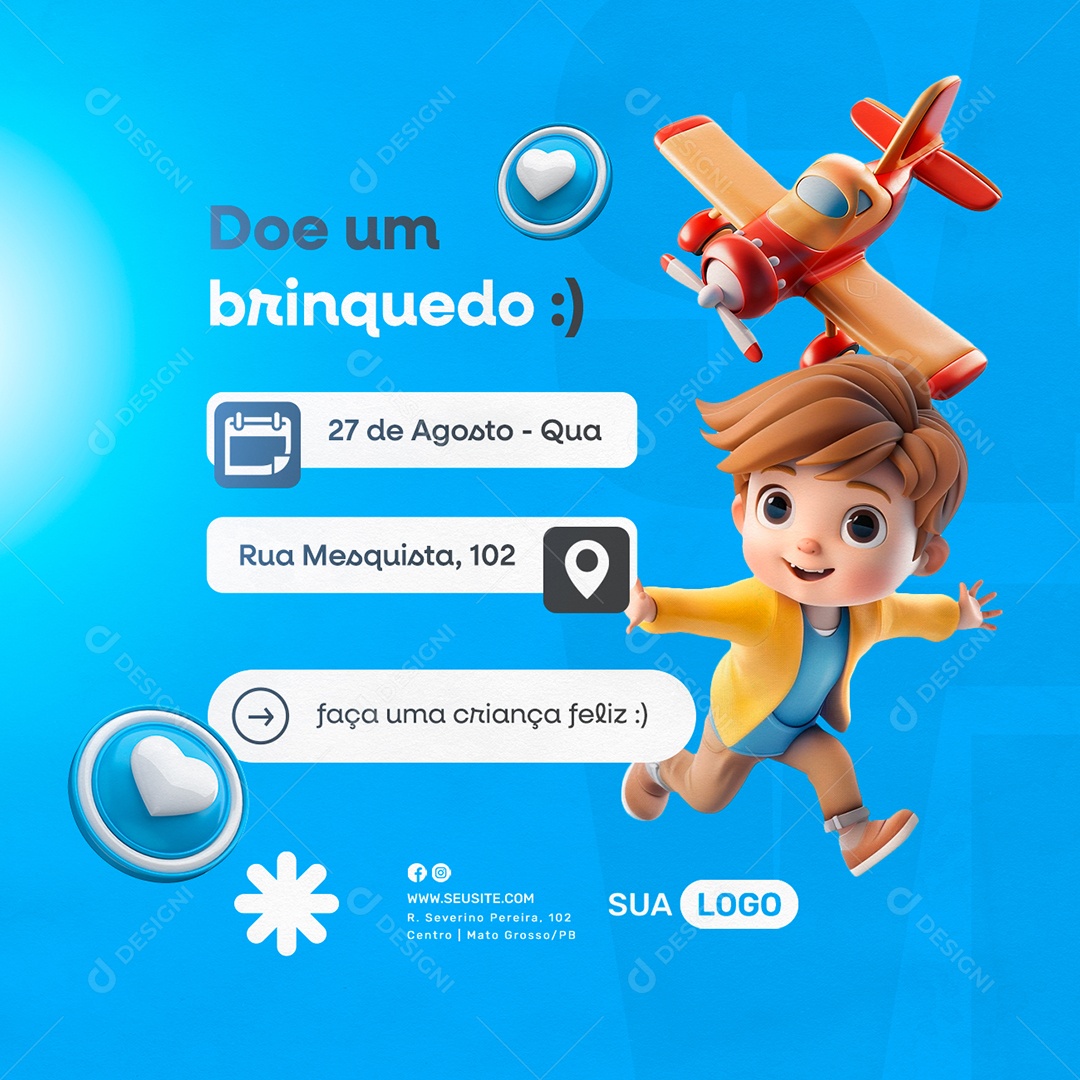 Campanha Beneficente Doe um Brinquedo Social Media PSD Editável