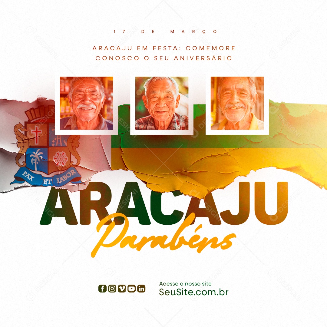 Aniversário de Aracaju 17 de Março Parabéns Social Media PSD Editável