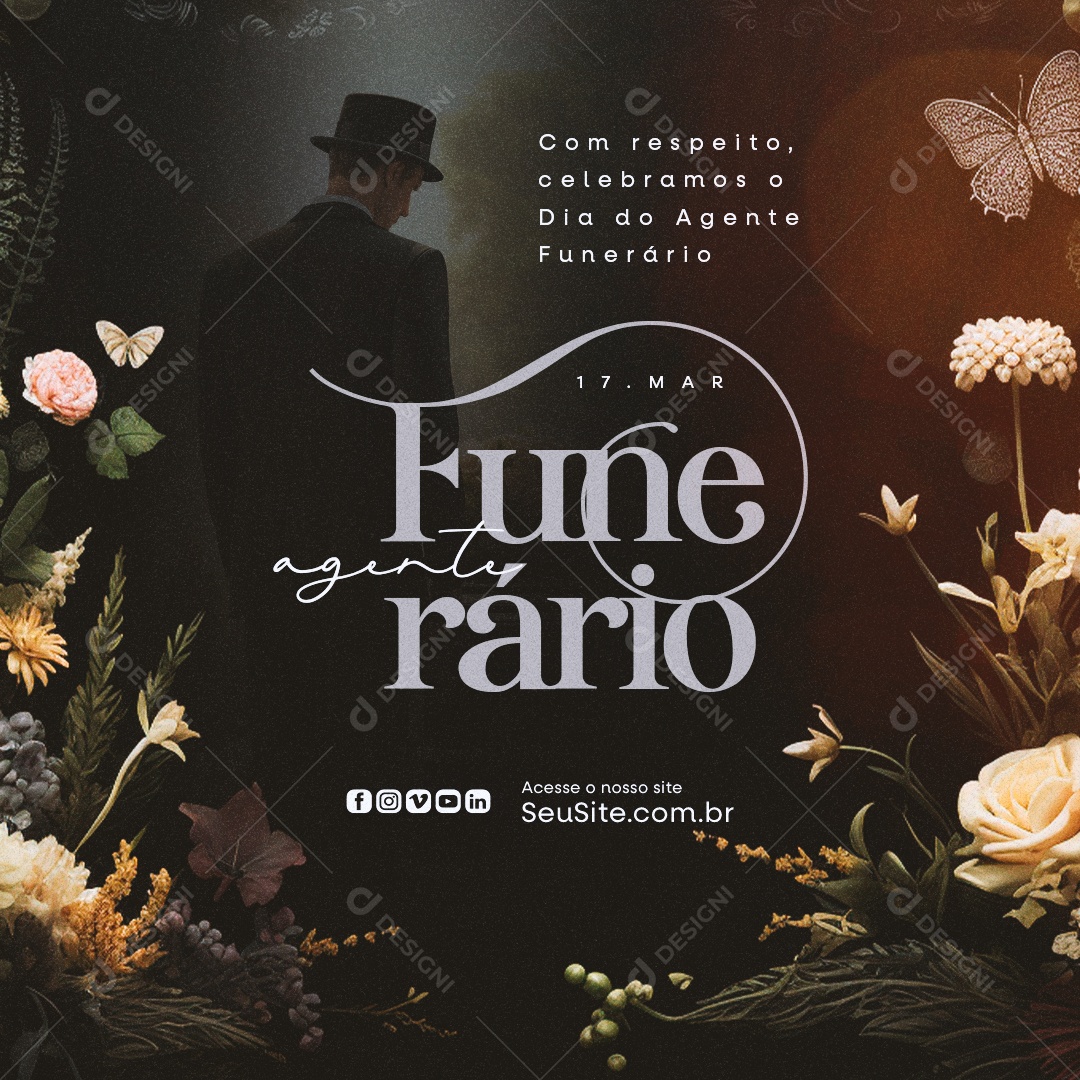 Dia do Agente Funerário 17 de Março Celebramos Social Media PSD Editável
