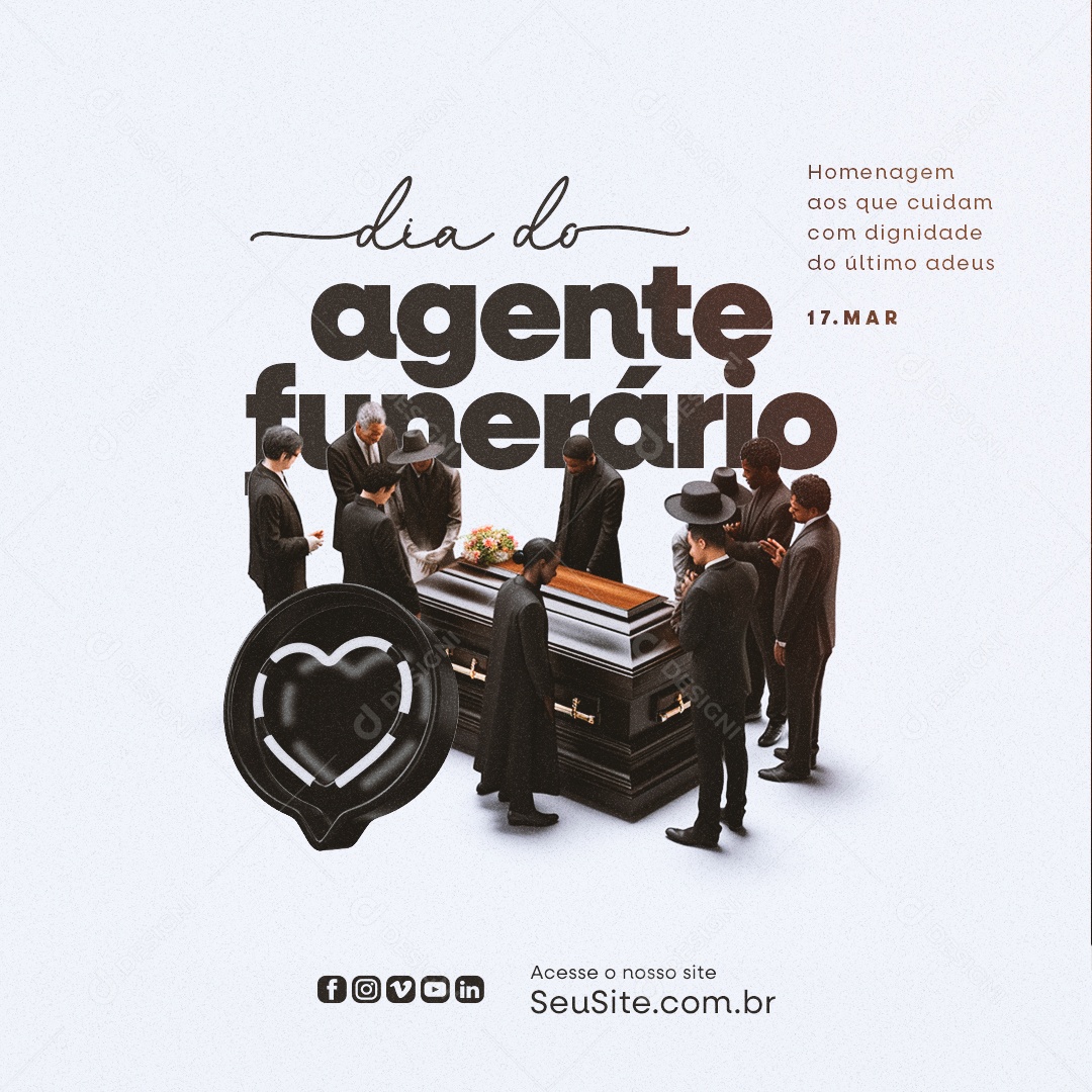 Dia do Agente Funerário 17 de Março Homenagem Social Media PSD Editável