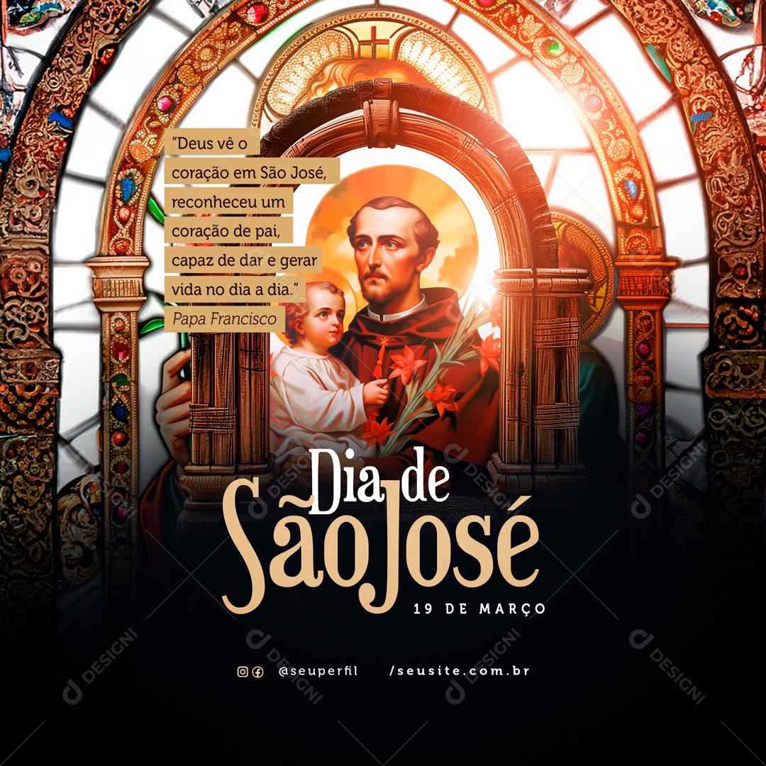 Dia de São José 19 de Março Papa Francisco Social Media PSD Editável