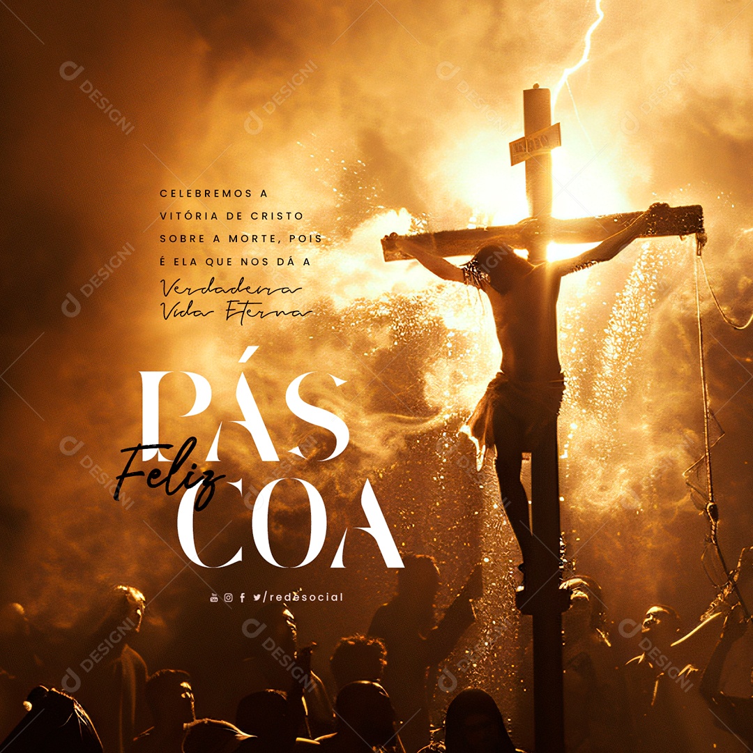 Feliz Páscoa Celebremos a Vitória de Cristo Social Media PSD Editável