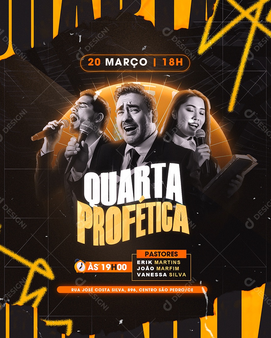 Gospel Culto Quarta Profética Social Media PSD Editável