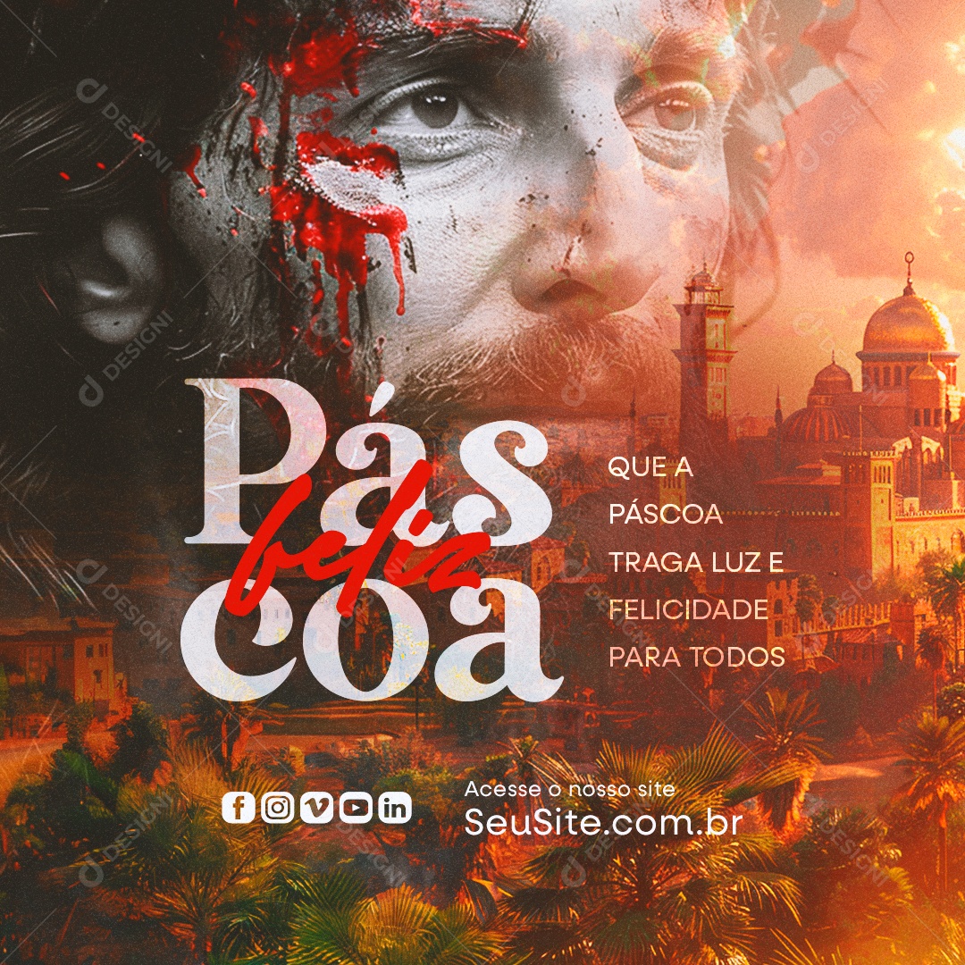 Que a Páscoa Traga a Luz e Felicidade para Todos Social Media PSD Editável