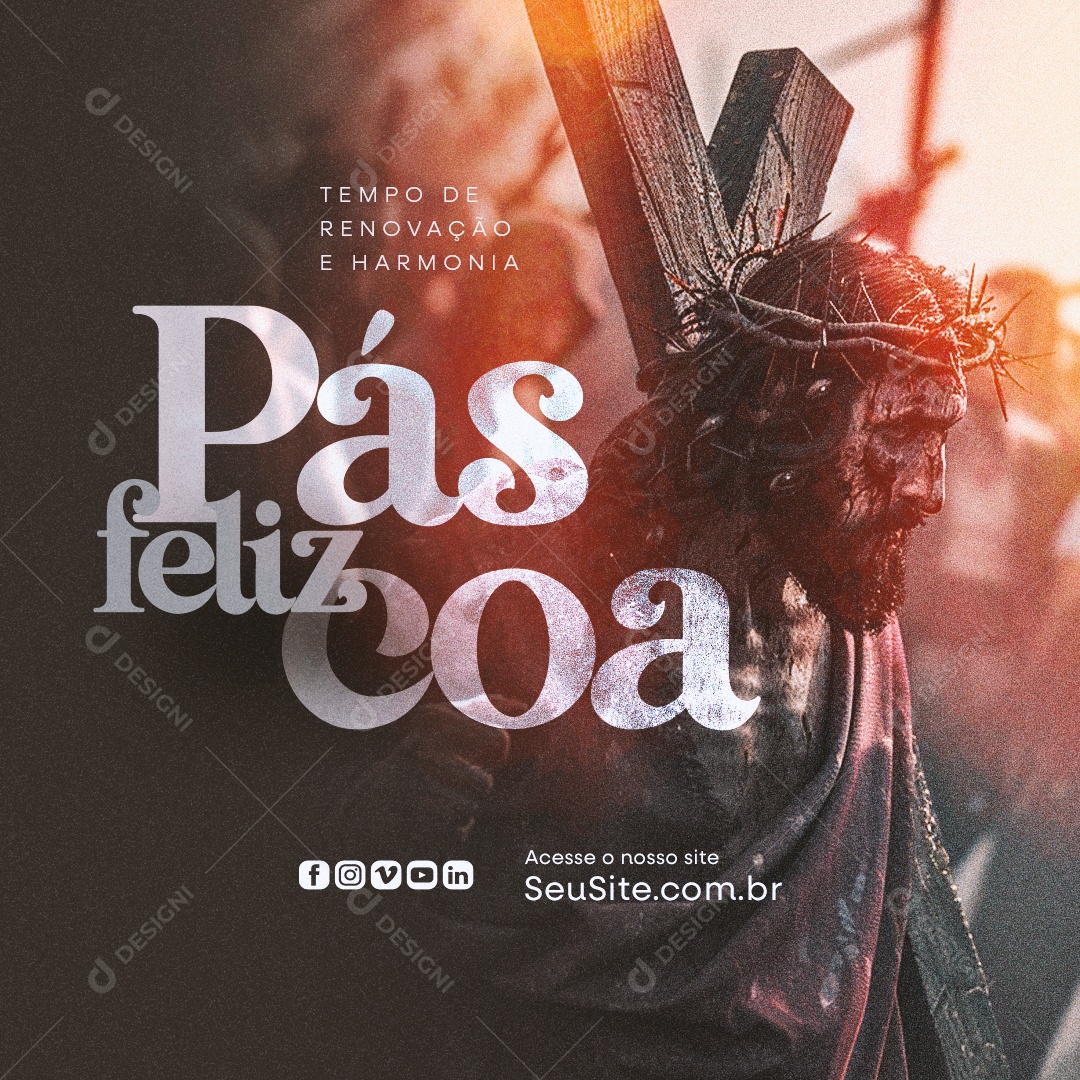 Páscoa Tempo de Renovação e Harmonia Social Media PSD Editável