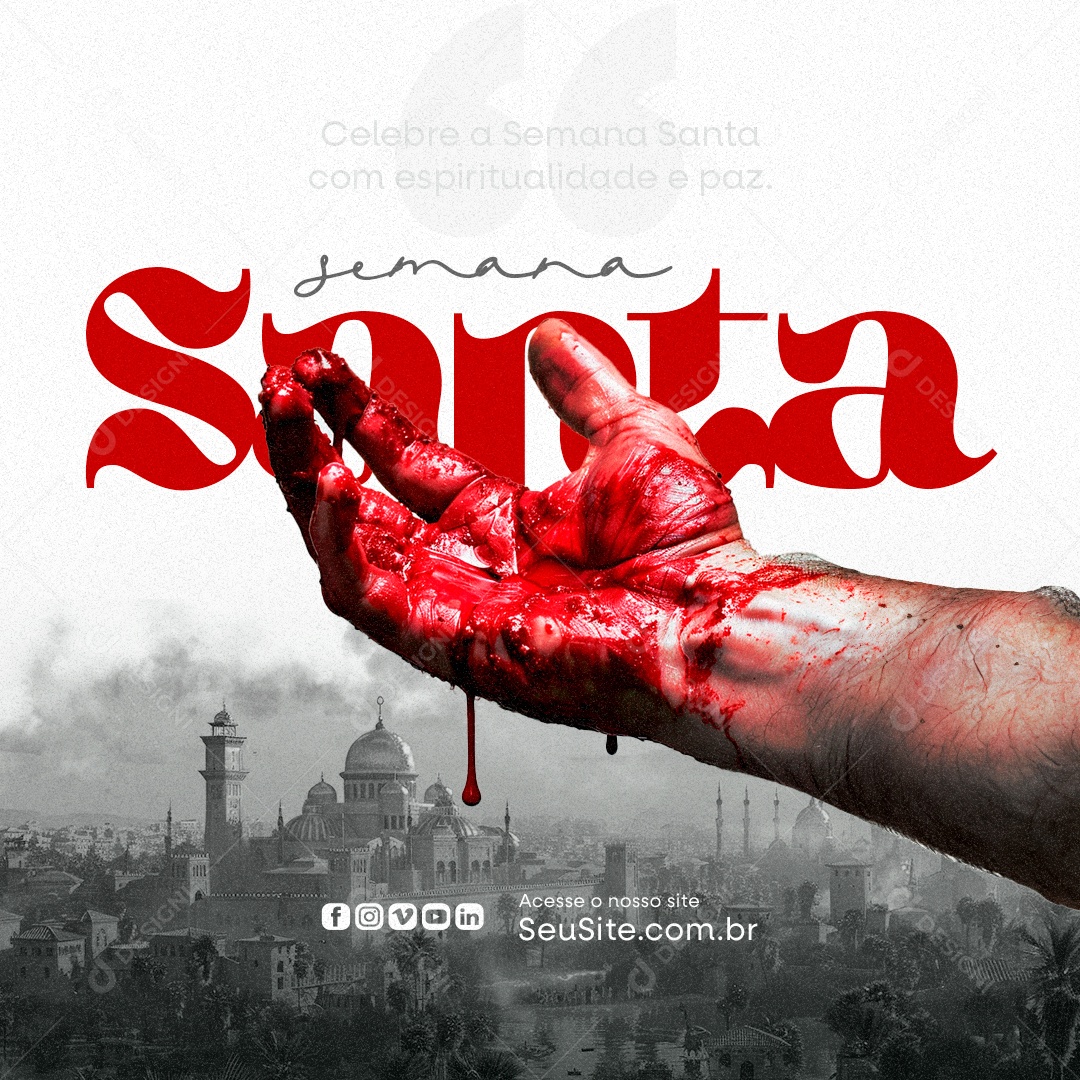 Semana Santa Celebre com Espiritualidade e Paz Social Media PSD Editável