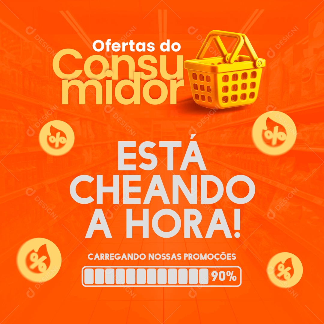 Ofertas do Consumidor Está Chegando a Hora Social Media PSD Editável