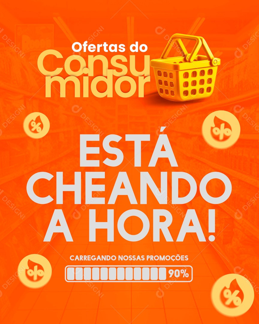 Ofertas do Consumidor Está Chegando a Hora Social Media PSD Editável