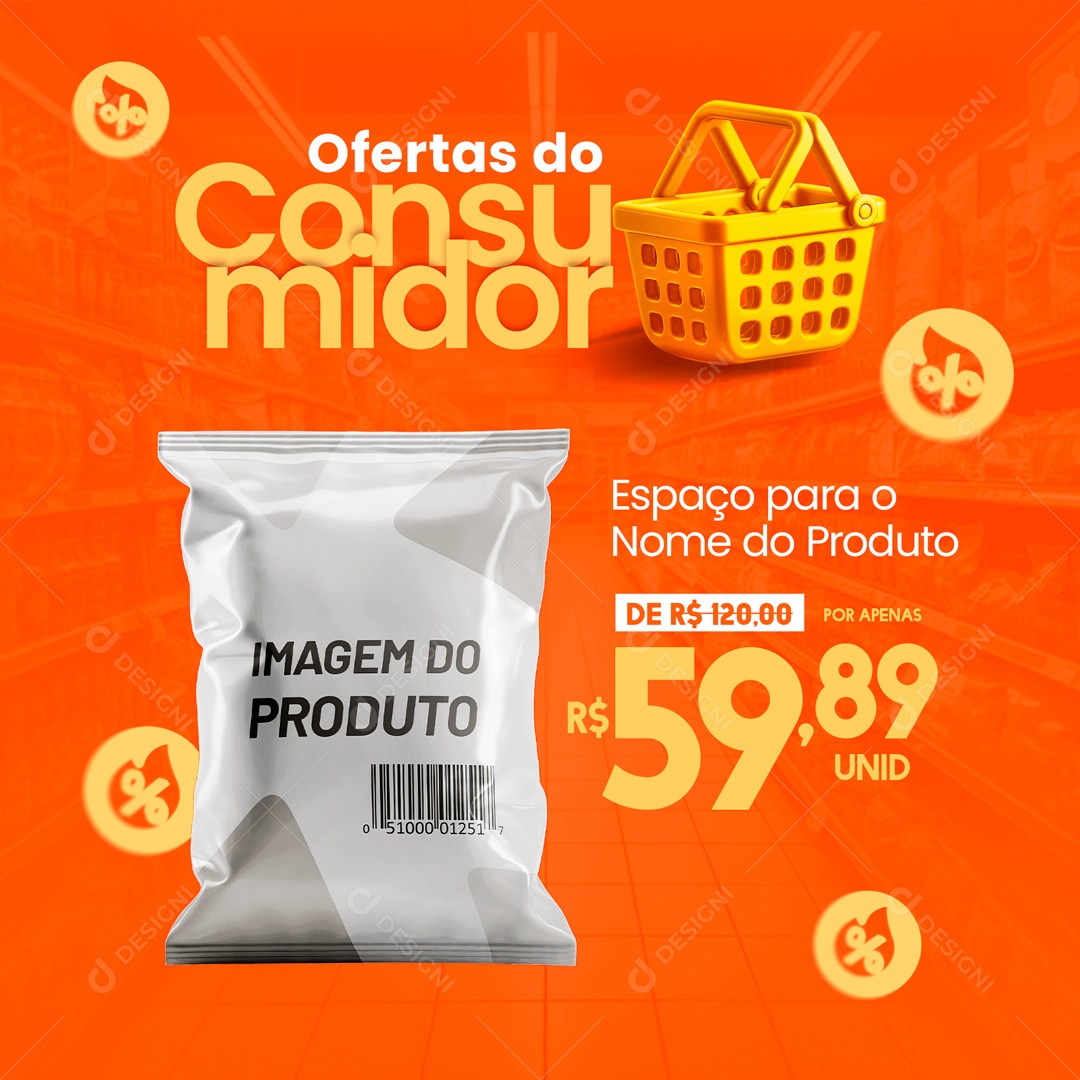 Ofertas do Consumidor de 120,00 por Apenas 59,89 Social Media PSD Editável