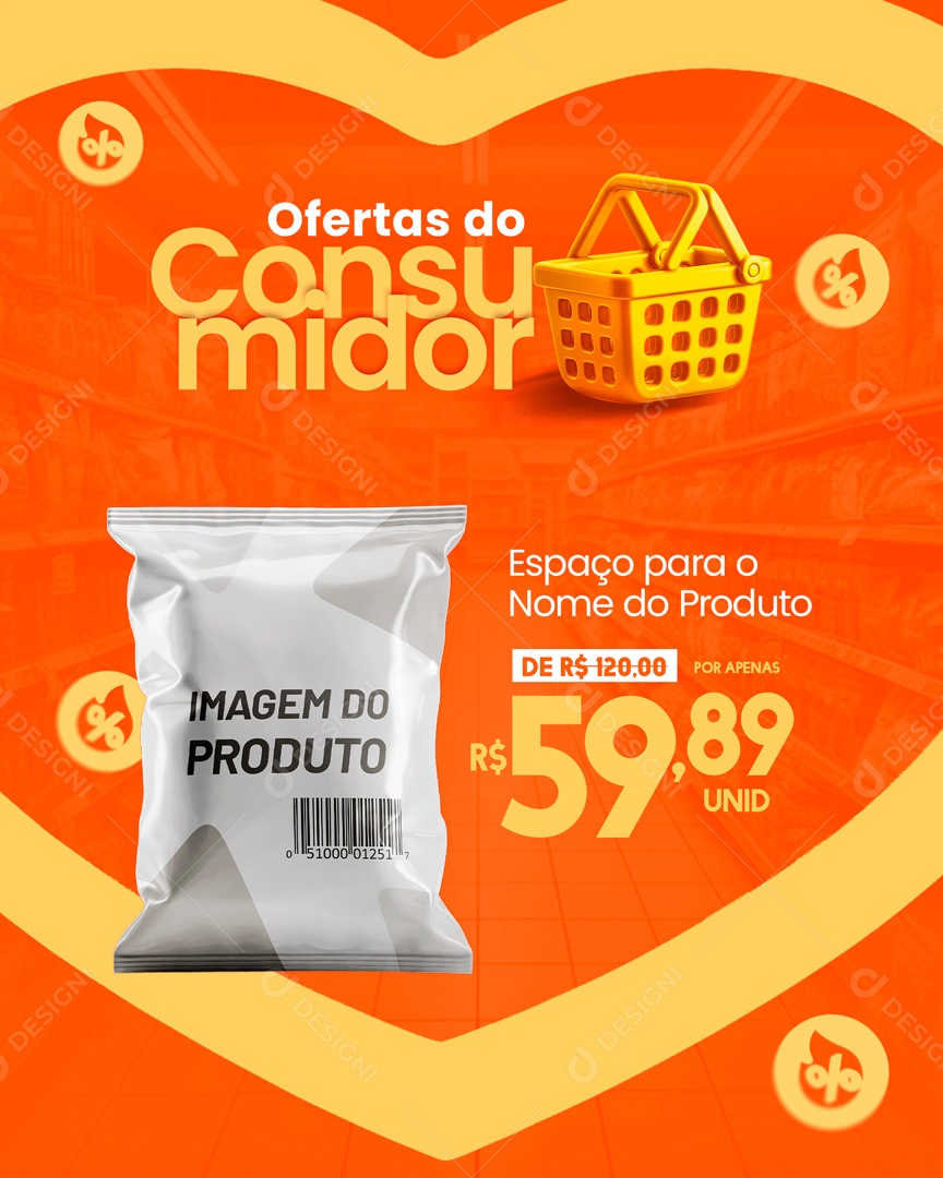 Ofertas do Consumidor de 120,00 por Apenas 59,89 Social Media PSD Editável