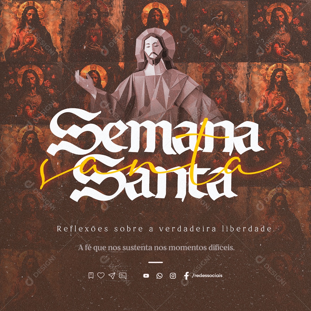 Semana Santa Reflexões sobre a Verdadeira Liberdade Social Media PSD Editável
