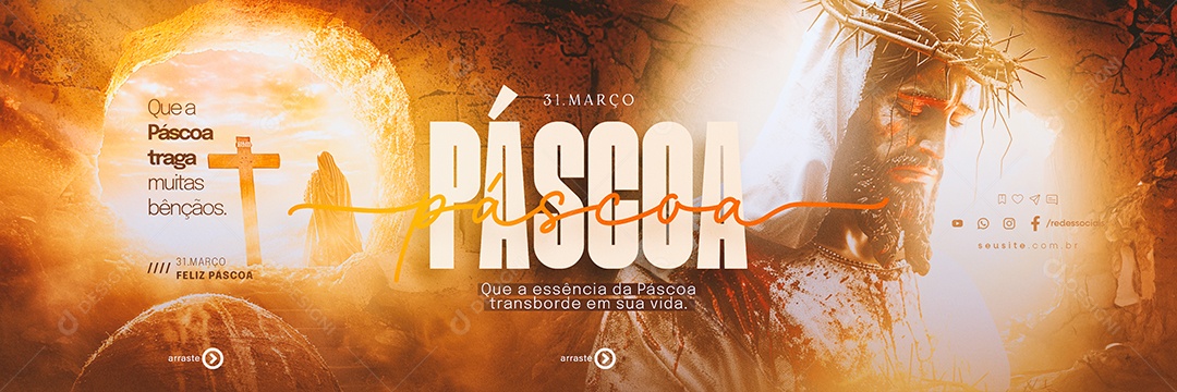 Carrossel Feliz Páscoa 31 de Março Social Media PSD Editável