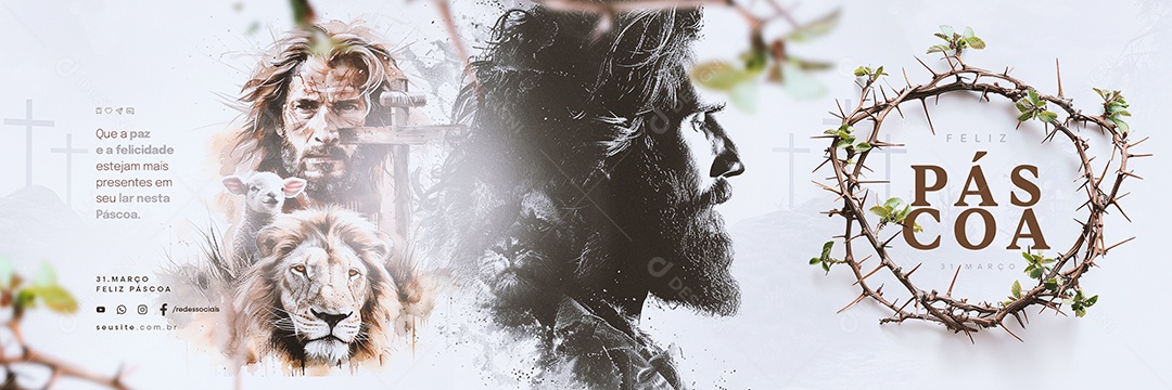 Carrossel Feliz Páscoa 31 de Março Que a Paz e a Felicidade Social Media PSD Editável