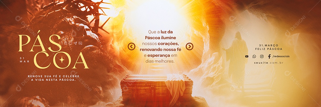 Carrossel Feliz Páscoa 31 de Março Social Media PSD Editável